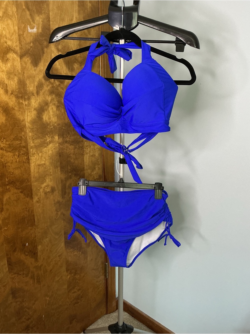 NWOT Cupshe Cobalt Blue Halter Bikini with High-Waist Bottoms